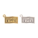 50 x Tibetan Silver/Gold 100 Dollar Banknotes Charms Pendant Beads for Necklace