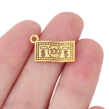 50 x Tibetan Silver/Gold 100 Dollar Banknotes Charms Pendant Beads for Necklace
