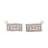 50 x Tibetan Silver/Gold 100 Dollar Banknotes Charms Pendant Beads for Necklace