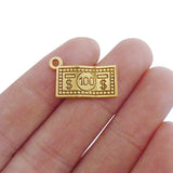 50 x Tibetan Silver/Gold 100 Dollar Banknotes Charms Pendant Beads for Necklace