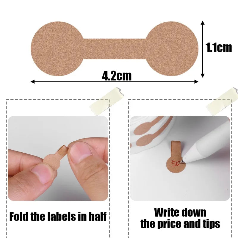 500Pcs Brown Jewelry Tag Stickers DIY Necklace Ring Brace