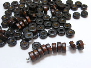 500 Brown 8X3mm Column Wood Beads - Wooden Heishi beads