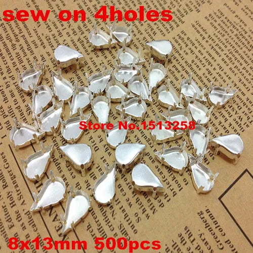 500 Pcs Silver Metal Claw Setting for 8x13mm Pear Fancy Stone