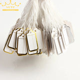 500 Pcs Jewelry Strung Pricing Tags with String Silver Merchandise Cloth Label