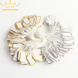 500 Pcs Jewelry Strung Pricing Tags with String Silver Merchandise Cloth Label