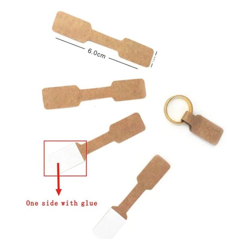 500 Pcs Blank Brown Paper Tag Jewelry Display Cards Labels 6X1.2Cm