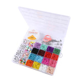 500 Pcs Glass Seed Beads Alloy Pendants in Box for Jewelry