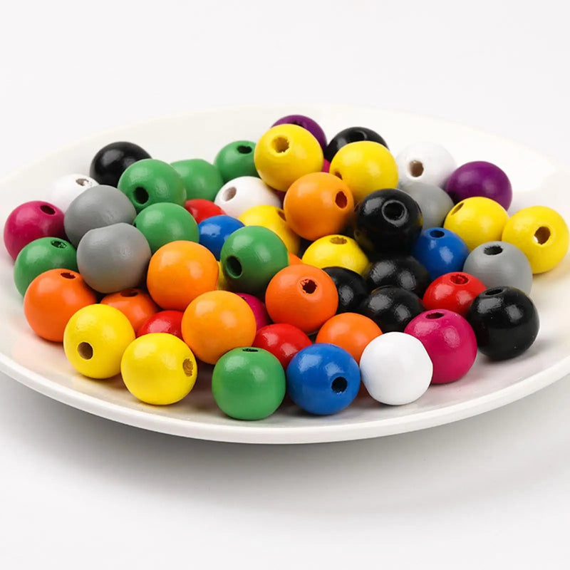 500 Boho Wooden Beads 16mm Hole Bracelet Garland DIY Ball Beads