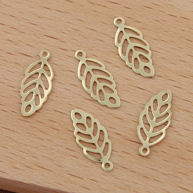 500 Pcs 6x13 mm Copper Leaf Charms for Jewelry Making