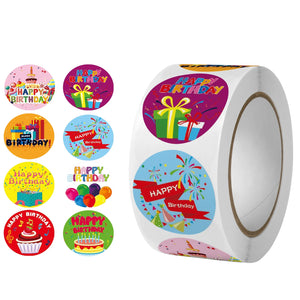 500 Happy Birthday Surprise Stickers 2.5cm Round Shape Reward