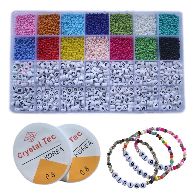5000 Pcs Seed Beads Letter Beads Multicolors Jewelry Making Kit
