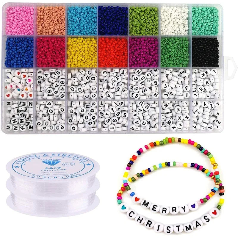 5000Pcs Bracelet Making Kit Seed Beads Alphabet Letter and Heart Shape Beads