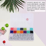 5000Pcs Beads Kit, 3mm Glass Seed Beads, Alphabet and Heart Shape Beads