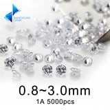 5000pcs 1A 0.8~3mm CZ Round Cut Loose Cubic Zirconia Stones Bead