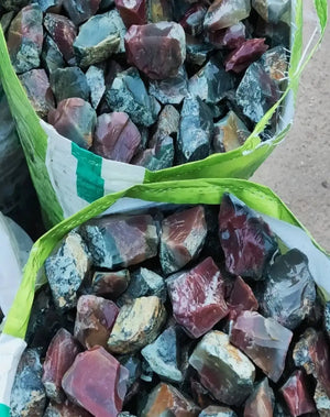 500g Red Green Jade Agate Raw Stone Learning Material Beads