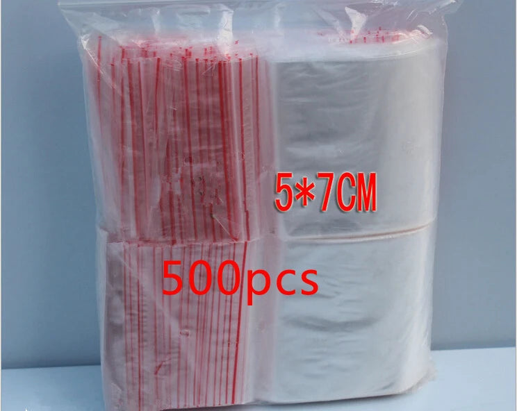500PCS 5x7cm PE Transparent Travel Plastic Bag Self Seal Bags