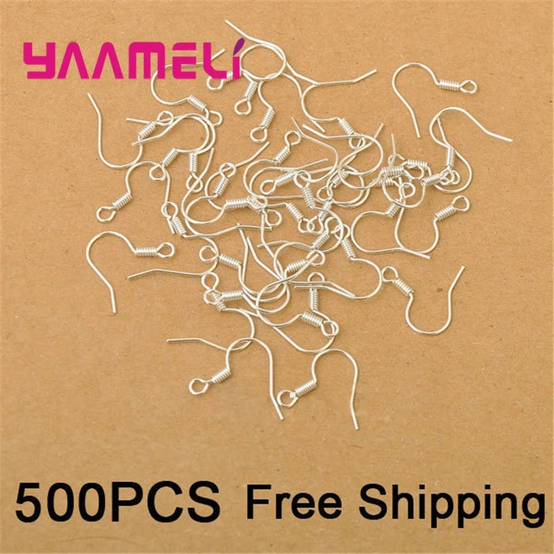 500PCS Sterling Silver Earring Hooks for DIY Jewelry Making