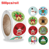 500PCS Merry Christmas Cartoon Decor Paper Stickers Seal Labels Roll Stickers