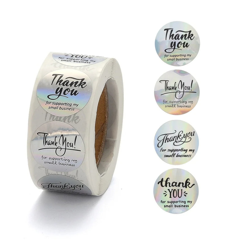 500PCS Rainbow Thank You Sticker for Mother's Birthday with 4 Patterns 25mm