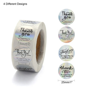 500PCS Rainbow Thank You Sticker for Mother's Birthday with 4 Patterns 25mm