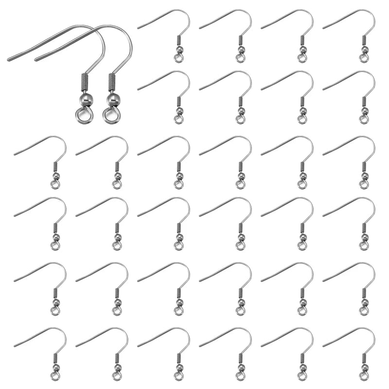 500PCS Stainless Steel Earring Hook with Metal Small Ball Spring Hooks