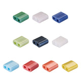 500Pcs 10 Colors 2-Hole Glass Seed Beads Square Mixed Opaque Colours