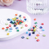 500Pcs 10 Colors 2-Hole Glass Seed Beads Square Mixed Opaque Colours
