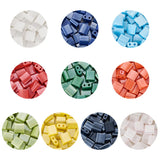500Pcs 10 Colors 2-Hole Glass Seed Beads Square Mixed Opaque Colours