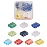 500Pcs 10 Colors 2-Hole Glass Seed Beads Square Mixed Opaque Colours
