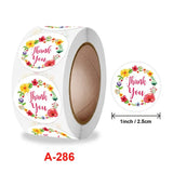 500Pcs 2.5cm Thank You Label Sticker Green Floral Design Round Shape