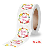 500Pcs 2.5cm Thank You Label Sticker Green Floral Design Round Shape