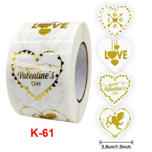 500Pcs Candy Package Heart-Shaped Bronzing Sticker Love Decorative Sticker