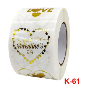 500Pcs Candy Package Heart-Shaped Bronzing Sticker Love Decorative Sticker