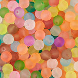 500Pcs Transparent Frosted Glass Beads Round Mixed Loose Beads DIY Bracelet