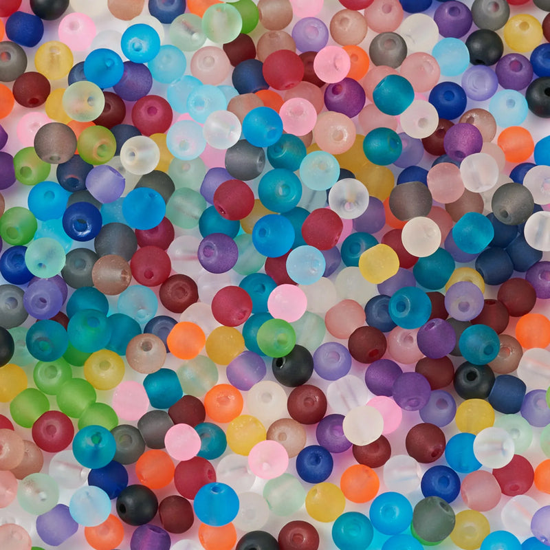 500Pcs 4mm Mixed Frosted Glass Beads DIY Jewelry Making Bracelet Necklace