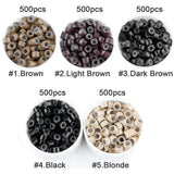500Pcs Micro Silicone Lined Rings/Links/Beads for Hair Extensions