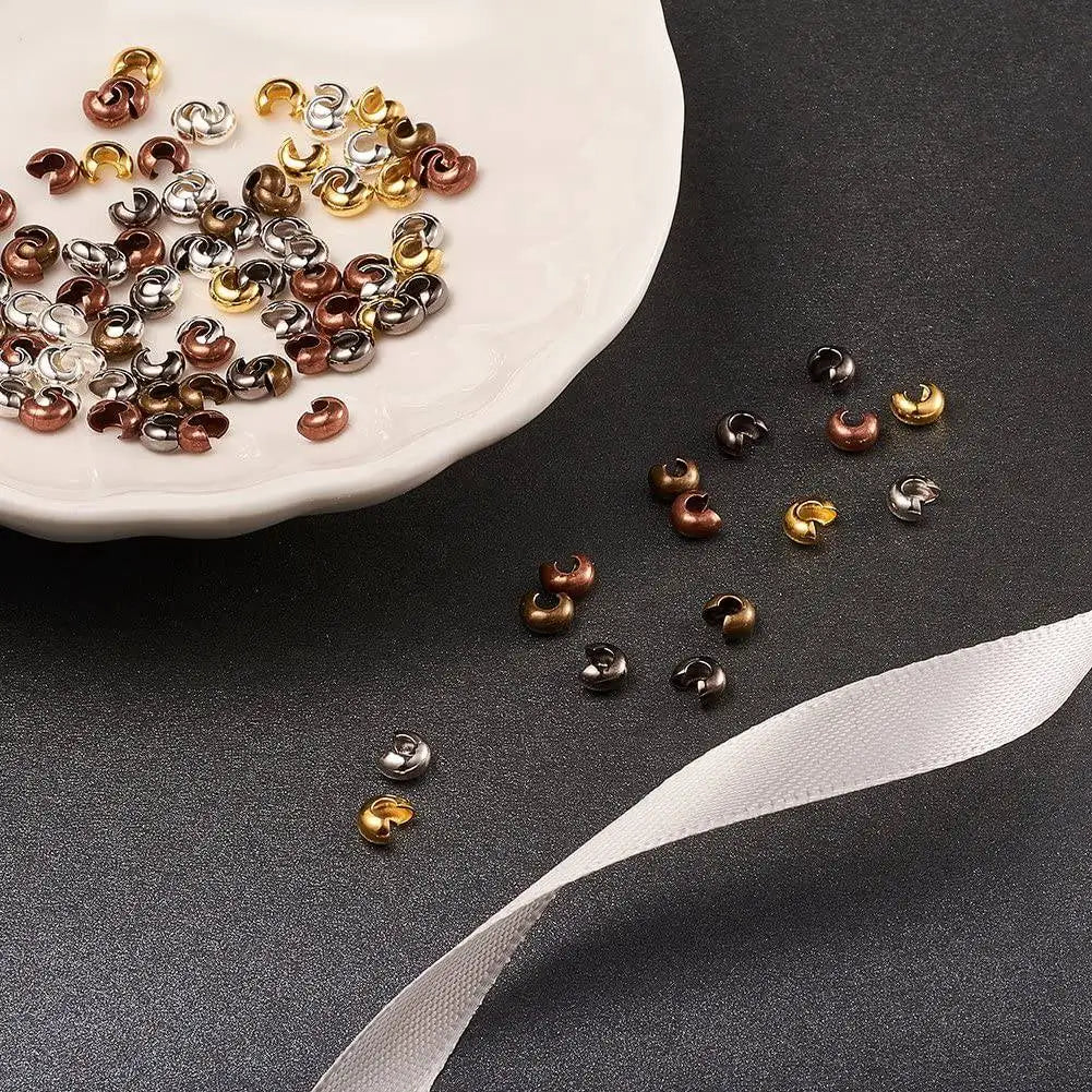 500Pcs 3mm Iron Crimp Beads Covers for Jewelry Makings