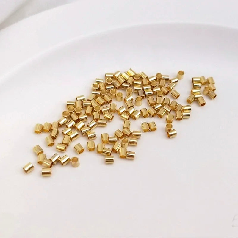 500Pcs Brass Crimp Tube Beads 2mm Cord End Caps Spacer Beads