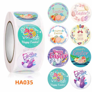 500Pcs Easter Stickers Rabbit Egg Self-Adhesive Label