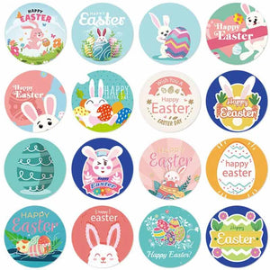 500Pcs Easter Stickers Rabbit Egg Self-Adhesive Label