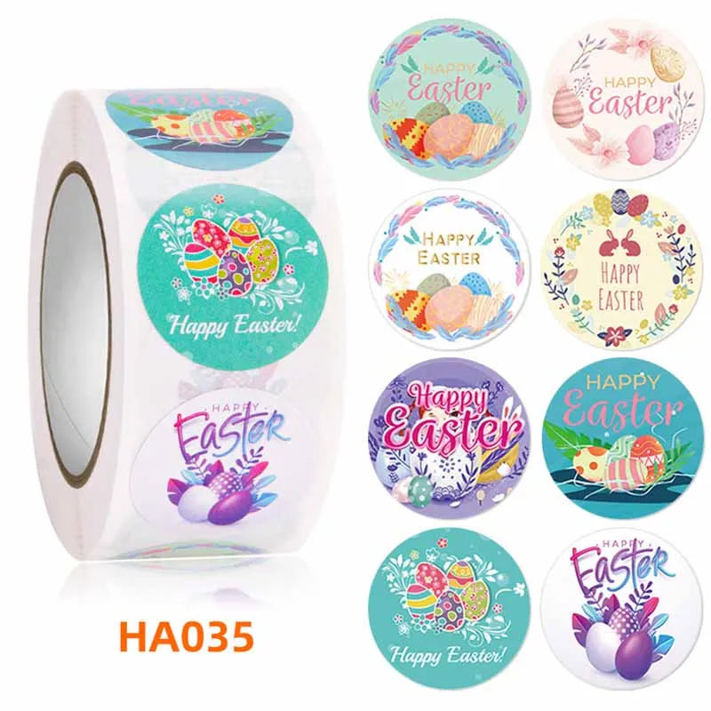 500Pcs Easter Stickers Rabbit Egg Self-Adhesive Label