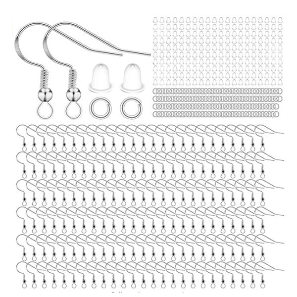 500Pcs Hypoallergenic Earring Kit with Jump Rings & Silicone Earbacks