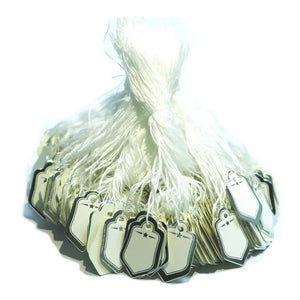 500Pcs 25*16mm Silver Stars Handwritten Tag with Cotton Rope