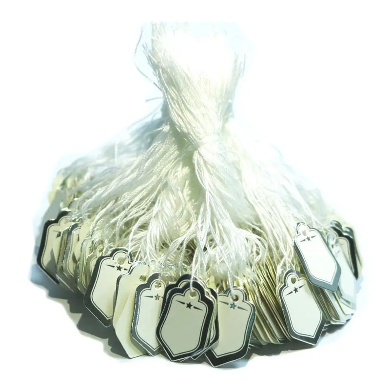500Pcs 25*16mm Silver Stars Handwritten Tag with Cotton Rope
