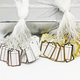 500Pcs/Lot 26*14mm Silver Paper Label Jewellery Handwritten Tag Cotton Rope