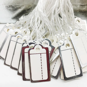 500Pcs/Lot 26*14mm Silver Paper Label Jewellery Handwritten Tag Cotton Rope