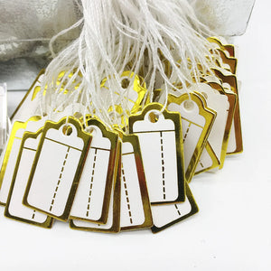 500Pcs/Lot 26*14mm Silver Paper Label Jewellery Handwritten Tag Cotton Rope