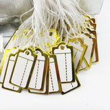 500Pcs/Lot 26*14mm Silver Paper Label Jewellery Handwritten Tag Cotton Rope
