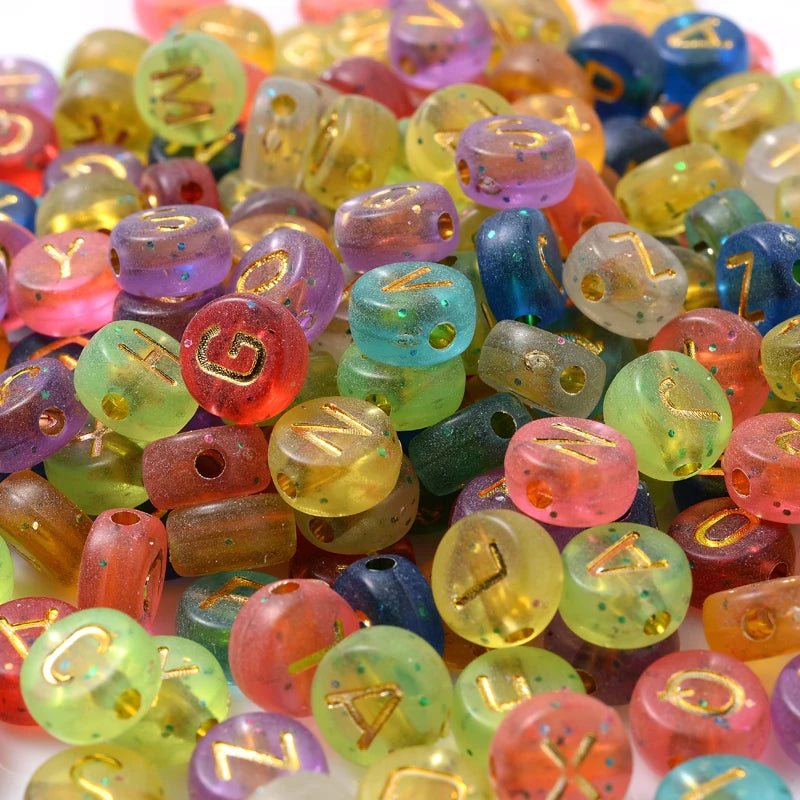 500Pcs Mixed Letter Beads Round Flat Alphabet Spacer Acrylic for DIY Jewel