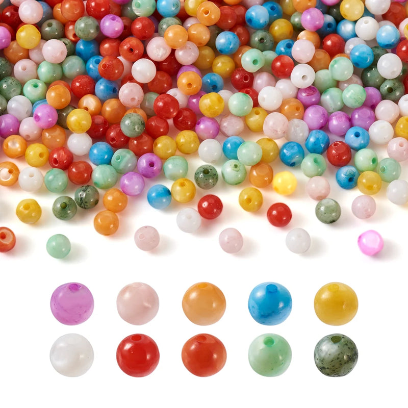 500Pcs 4mm Shell Beads 10 Colors Mixed for DIY Jewelry Making